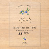Invitations En Acrylique Simple Custom Berry first birthday fruit birthday  (Recto)