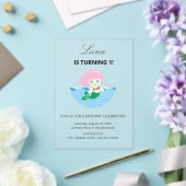 Invitations En Acrylique Simple Cute Mermaid Queen Birthday  (Insitu (Mariage))