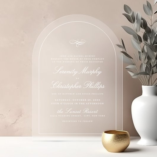 Invitations En Acrylique Simple Élégance Classique Écriture Arc Mariage