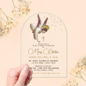 Invitations En Acrylique Simple Elegant Christian Angel Baptême religieux