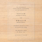 Invitations En Acrylique Simple Élégant Mariage (Recto)