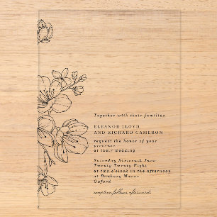 Invitations En Acrylique Simple Élégant Mariage Floral Fleur de Cerisier No