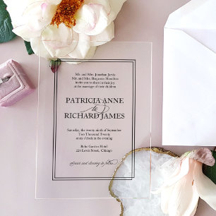 Invitations En Acrylique Simple Élégant Mariage Formel
