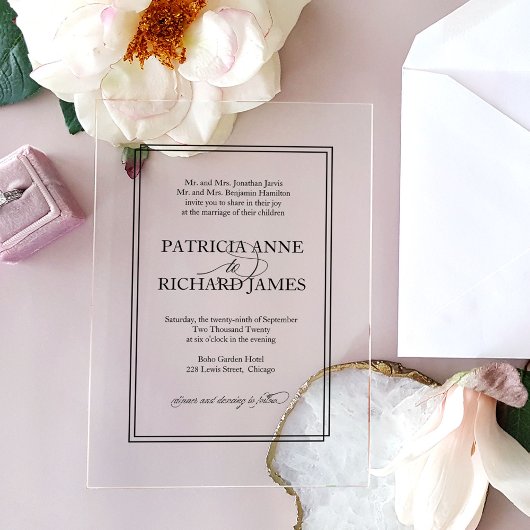 Invitations En Acrylique Simple Élégant Mariage Formel 