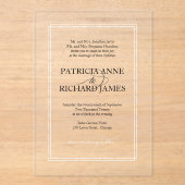 Invitations En Acrylique Simple Élégant Mariage Formel  (Recto)