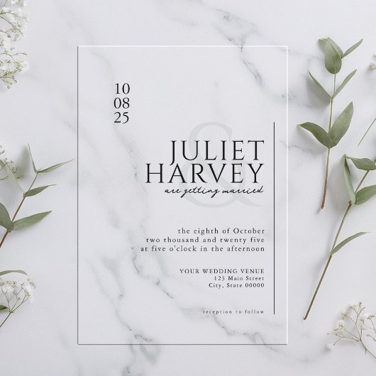 Invitations En Acrylique Simple Élégant Mariage Moderne