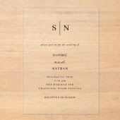 Invitations En Acrylique Simple Elegant Minimalist wedding  (Recto)