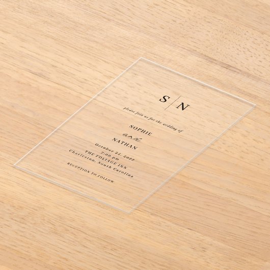 Invitations En Acrylique Simple Elegant Minimalist wedding (Poser)