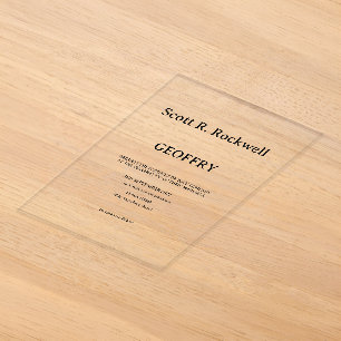 Invitations En Acrylique Simple Élégant Minimaliste Transparent Acrylique M