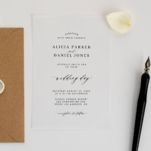 Invitations En Acrylique Simple élégant script minimaliste clair mariage