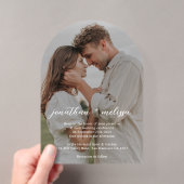 Invitations En Acrylique Simple Élégant Script Photo Mariage Fluide (In situ (ordinateur de poche))