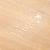 Invitations En Acrylique Simple Elegant Tropical Palm Monograms Wedding (Poser)