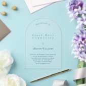 Invitations En Acrylique simple encre bleue première communion sainte (Insitu (Mariage))