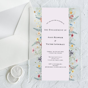 Invitations En Acrylique Simple Fougère de Fleur Sauvage Lavande Fête de Fi