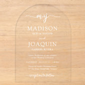 Invitations En Acrylique Simple Initiales De Script Élégant Mariage Arqué (Recto)