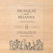 Invitations En Acrylique Simple Mariage Bohème Fleur Champêtre Moderne (Recto)