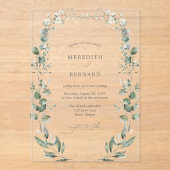 Invitations En Acrylique Simple Mariage botanique élégant (Recto)