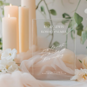 Invitations En Acrylique Simple Mariage Calligraphique Minimaliste