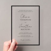 Invitations En Acrylique Simple Mariage Écriture Blanche Bordure Noire (In situ (ordinateur de poche))
