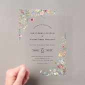 Invitations En Acrylique Simple Mariage Fleur de Fougère (In situ (ordinateur de poche))