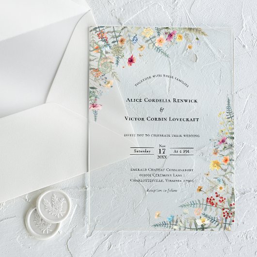 Invitations En Acrylique Simple Mariage Fleur de Fougère