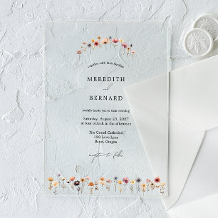 Invitations En Acrylique Simple Mariage Floral Coloré