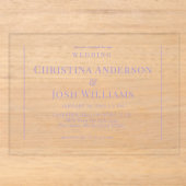Invitations En Acrylique Simple Mariage Lavande (Recto)