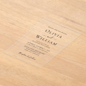 Invitations En Acrylique Simple Mariage Minimaliste Noir Et Blanc (Poser)