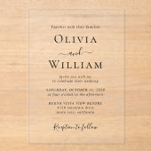 Invitations En Acrylique Simple Mariage Minimaliste Noir Et Blanc (Recto)