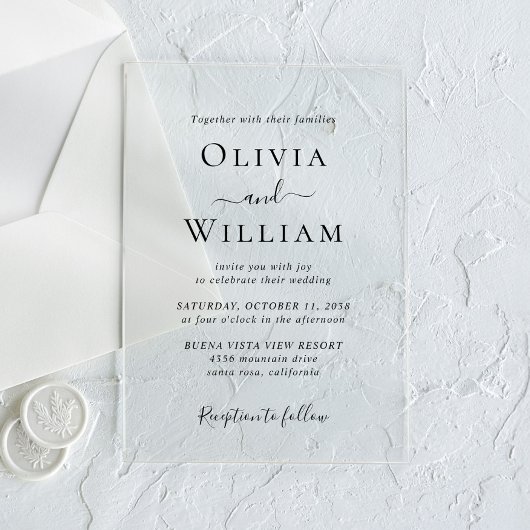 Invitations En Acrylique Simple Mariage Minimaliste Noir Et Blanc