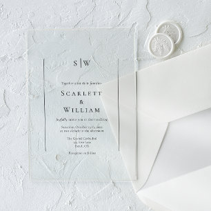 Invitations En Acrylique Simple Mariage Minimaliste Traditionnel Monogramme