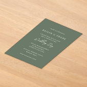 Invitations En Acrylique Simple mariage moderne vert olive (Poser)