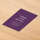 Invitations En Acrylique Simple Mariage Moderne Violet Gras (Poser)