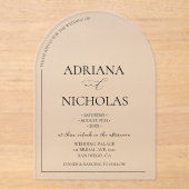 Invitations En Acrylique Simple Mariage Noir & Blanc (Recto)