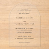 Invitations En Acrylique Simple Mariage noir et blanc propre (Recto)