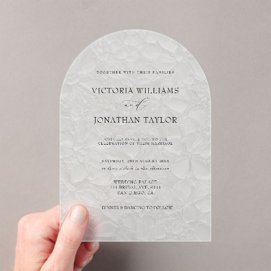 Invitations En Acrylique Simple Mariage Rustique Blanc (In situ (ordinateur de poche))
