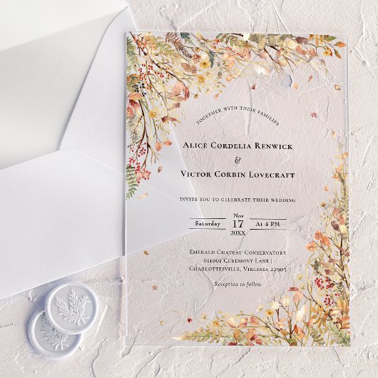 Invitations En Acrylique Simple Mariage Rustique d'Automne