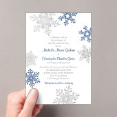 Invitations En Acrylique Simple Marine Blue Silver Snowflake Mariage d'hive (In situ (ordinateur de poche))