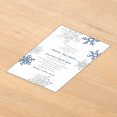 Invitations En Acrylique Simple Marine Blue Silver Snowflake Mariage d'hive (Poser)