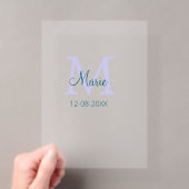Invitations En Acrylique simple minimal ajouter nom monogramme violet vert  (In situ (ordinateur de poche))