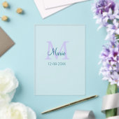 Invitations En Acrylique simple minimal ajouter nom monogramme violet vert  (Insitu (Mariage))