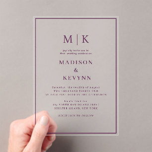 Invitations En Acrylique Simple minimaliste et chic MARIAGE