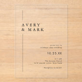 Invitations En Acrylique Simple minimaliste moderne Mariage transparent (Recto)