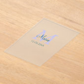 Invitations En Acrylique simple minimum ajouter nom monogramme violet vert  (Poser)