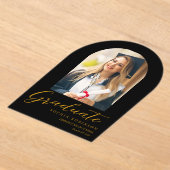 Invitations En Acrylique Simple Modern Arch Photo Gold Script Graduation (Poser)
