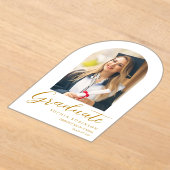 Invitations En Acrylique Simple Modern Arch Photo Graduation Gold (Poser)