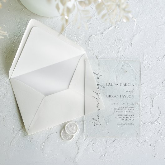Invitations En Acrylique Simple Modern Calligraphy Wedding