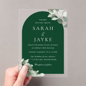 Invitations En Acrylique Simple Modern Leaf Emerald Green Wedding (In situ (ordinateur de poche))