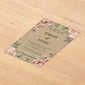 Invitations En Acrylique Simple Modern Minimal Green Leaf Wedding Acrylic  (Poser)