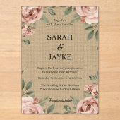 Invitations En Acrylique Simple Modern Minimal Green Leaf Wedding Acrylic  (Recto)